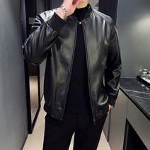 오버클래쓰 남자 캐주얼 재킷 기본 무지 루즈핏 가죽점퍼 데일리