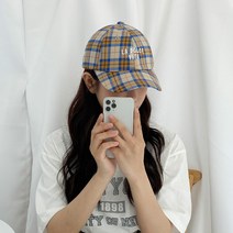 이니셜 로고 체크볼캡 봄 여름 가을 성인용