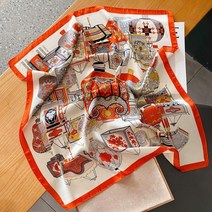 손수건 프린팅 70*70cm 실크 샤틴 목 스카프 여자 얇은목도리 머리 사무실 bandanna foulard 머플러 포장