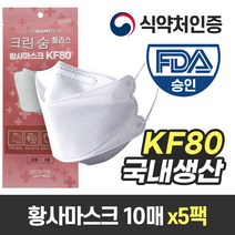 국내생산 크린숨 플러스 KF80 황사마스크 (지퍼팩 10매입), 5팩 (50매)