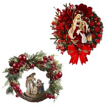 크리스마스 리스 장식 선물 원형 파티 12월 성탄절 홀리 가족 화환 인공 열매 녹지 활 jesus christ hang garland xmas 현관 ac, b