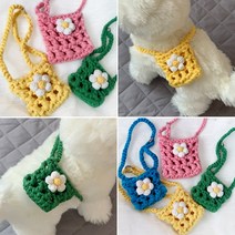 네트 강아지가방 패션꽃가방 강아지크로스백, M, 아이보리