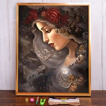 프랑스 자수 북유럽 Abstract Girl Printed Canvas Cross Stitch Complete Kit DIY Embroidery Handicraft Handmad, 06 100x130cm, 08 HMA68547