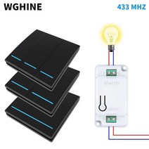 무선 스마트 스위치 RF433mhz1/2/3 갱 벽 패널 원격 제어 미니 릴레이 수신기 LED 조명 스위치, Switch3-BL