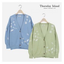 써스데이아일랜드 여성 볼륨 소매 자카드 가디건(T212MCD136W) 395862