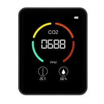 공기 측정기 알리미 공기질 3-in-1 CO2 미터 이산화탄소 검출기 대기 질 모니터 온도 습도 시험기 TVOC 검출 LCD 디스플레이 397475, Black