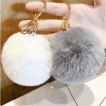 방울 키링 장식고리 여우털 가방 악세사리 9-10cm, 스카이블루, 1개