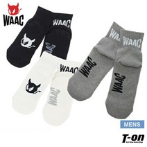 왁 WAAC 일본 정품 남성 골프 양말 발목 로고 삭스, 그레이(0003), 1개