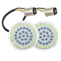 상향등 2021 새로운 1157 LED 총알 스타일 방향 지시등 삽입 + 할리 투어링 팻보이 용 연기 렌즈 Harley T, 2LED YellowWhite