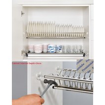 49-73cm 2 단 스테인레스 스틸 캐비닛 찬장 접시 식기 건조 랙 노크 온 보관, 02 W53-58CM