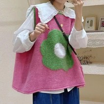 손뜨개조끼 오버핏 롱 크롭 니트조끼 니트 조끼 여성 겨울 미적 민소매 스웨터 긴 길렛 귀여운 여성용 카와이 헤딩 포함