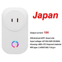 EU 스마트 플러그 WiFi 소켓 전력 에너지 미터 10A16A 전원 모니터 타이밍 기능 Tuya SmartLife APP 제어 작동, 5개, 일본