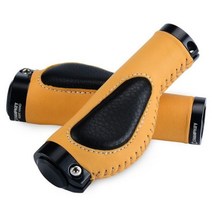 자전거 핸들 그립 핸들 바 알루미늄 합금 잠금 링 가죽 산악 고기 공 충격 흡수기, Yellow black