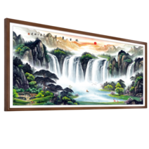 재물복 폭포 풍경 대형 보석십자수 비즈 압정 아트 비즈보석십자수 전체큐빅, 180*75cm