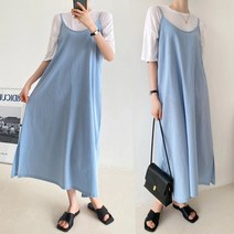 워너 뷔스티에 린넨 원피스 3color / 무지 롱 맥시 트임 / 빅사이즈 레이어드 나시 여름 국내생산