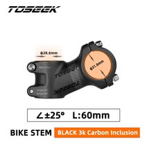 카본 스템 TOSEEK-카본 MTB 25/35 도 초경량 산악 자전거 31.8mm 핸들 바 60/70/80/90/100mm 액세서리, [01] ZFONE-Black25-60mm