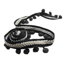 술 레이스 리본 커튼 술 프린지 꼰 바느질 리본 실내 장식 직물 롤, 폴리 에스터, 블랙