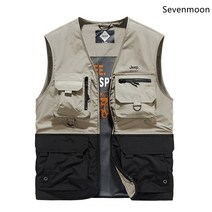 Sevenmoon 등산조끼 다용도 아웃도어 멀티 포켓 베스트 카메라 남성용
