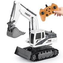 굴착기 RC카 불도저 120 RC 굴삭기 차량용 2.4G 모델 원격 제어 엔지니어링 차량 크롤러 트럭 장난감 소년 키즈 크리스마스 선물, [01] White