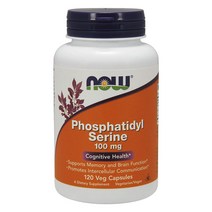 나우 포스파티딜세린 100mg 120캡슐 NOW Phosphatidyl Serine with Phospholipid compound derived from Soy Lecithin, 1개, 1