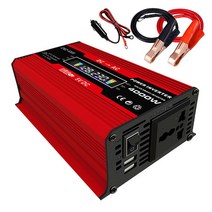 자동차 인버터 캠핑 4000W 자동차 전원 인버터 LED 디스플레이 12V ~ AC 듀얼 USB 변환기 어댑터 수정 사인, 02 12V to 110V Red