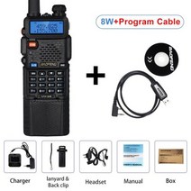 생활용 무전기 3800mAh 높은 전원 8W Baofeng UV5R 워키 토키 듀얼 디스플레이 밴드 휴대용 UHF VHF BFUV5R, 3800mAh 8W Add Cable+BRITISH