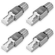 RJ45 네트워크 커넥터 팩 - 4 CAT6A RJ-45 네트워크 커넥터의 세트 - Chielded Cat 6A 이더넷 케이블 스트레인 릴리프 플러그, 보여진 바와 같이, 하나