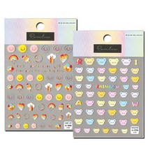 레인보우 엠보 네일 스티커 2종 단품, NO576