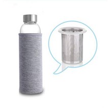 UPORS 고온 내성 유리 스포츠 물병 차 인퓨저 보호 가방 물병 550ml, 05 Gray
