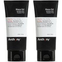 Anthony 민감한 가진 남성용 쉐이브 젤 거품 수딩 면도 크림 부드러운 을 알로에 베라 비즈 177.2ml(6온스) 3팩, 6 Fl Oz (Pack of 2)