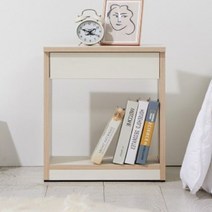 라빈 마호가니 원목 침대 협탁 2단 서랍장 침실 선반 수납장 협탁 거실 사이드 미니가구, 아이보리