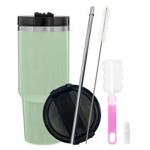 아르크 대용량 르블랑 스텐 진공 텀블러 콜드컵 900ML[뚜껑+스텐빨대+세척솔], 그린
