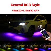 차량용 무드등 LED 자동차 언더 글로우 조명 원격앱 제어 섀시 네온 조명 RGB 유연한, APP 90 120cm RGB