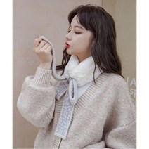 머플러 여 추동 기모 퍼 카라 여성 넥워머 레오파드
