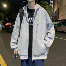 맨투맨 봄가을 후드 가디건 트레이닝 코트 남성 가을 상의 아메리칸 빈티지 루즈핏 캐주얼