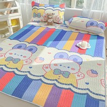 FANSYLI 아동 쿨매트 여름 침구세트 냉감패드 캐릭터 라텍스 쿨링 매트 2110호 6, 1.8m(6 피트) 침대, 무지개 미피 침대 매트