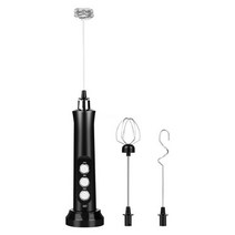 전동 밀가루 빵 면 칼국수 국수 반죽기 electric handheld egg beater 3 모드 foam maker 우유 거품기 블렌더 usb 충전기 털 음료 믹서 for, 검은색