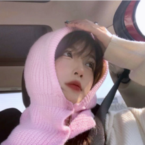 클레이스 얼굴 작아보이는 보들한 니트 바라클라바 9종 color, 핑크