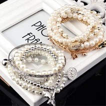 20대 레이어드용 화려한 진주팔찌 세트 커플 줄팔찌 선물 실팔찌 여자친구 패션 중학생 브레이슬릿 주얼리