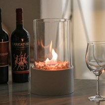 Reminox 레미녹스 내열 강화 유리 바이오 에탄올 난로 실내불멍 가정용불멍 캠핑난로, 라운드, 화이트