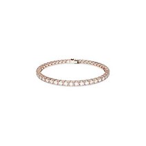 Swarovski 스와로브스키 매트릭스 테니스 브레이슬릿 로즈 골드 톤 마감 밴드에 라운드 클리어 스톤