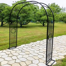 정원 화단 텃밭 옥상 야외 식물 프레임 유럽식 펜스지지대 철제 덩쿨 오이 포도 아치형 넝쿨식물 아치대문 터널형, O.블랙[가로 2.2 높이 2.3] + 크다