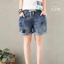 도오빠 여성 청바지 반바지 5부 팬츠 패션 트렌디 고무바지 허리 밴딩 데님 캐주얼 데일리 여자반바지 봄 여름 가을 여름바지 10대 20대 30대