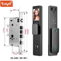 지문 지문인식 스마트 자물쇠 EGFirtor-Tuya 와이파이 스마트 도어 잠금 3D 얼굴 인식 전자 자동화 장치, 01 Gray_01 24X240MM