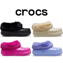 Crocs 일본 크록스 클래식 퍼에버 크러쉬 여성용 겨울 퍼 슬리퍼 4컬러