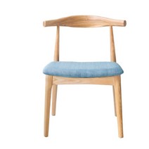 북유럽 원목 식탁 의자 물푸레 나무 카페 인테리어 원목 의자 1인용, 블루 패브릭 (원목색)
