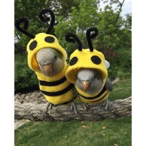 앵무새 옷 코뉴어 새 모란 겨울 털 꿀벌 니트 스웨터 두꺼운 도톰한 귀여운 노랑 노란, 앵무새종류 배송요청에 적어주세요., 꿀벌 원피스 탑