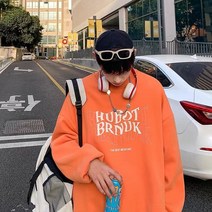 남자 라운드 기모 맨투맨 추동ins항풍 루즈핏 하이 스트리트 후드코트 가을옷