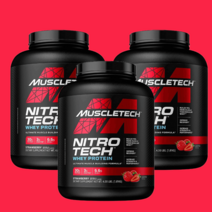 머슬텍 니트로테크 분리 유청 단백질 펩타이드 크레아틴 BCAA 포타슘 딸기 1.81kg, 딸기, 4파운드(1팩)