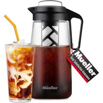 MUELLER HOME Mueller 콜드 브루 커피 메이커 1.9L2쿼트 튼튼한 트라이탄 피처 아이스 티 브루어 세척이 쉽고 메시 필터 포함, 8 Cup